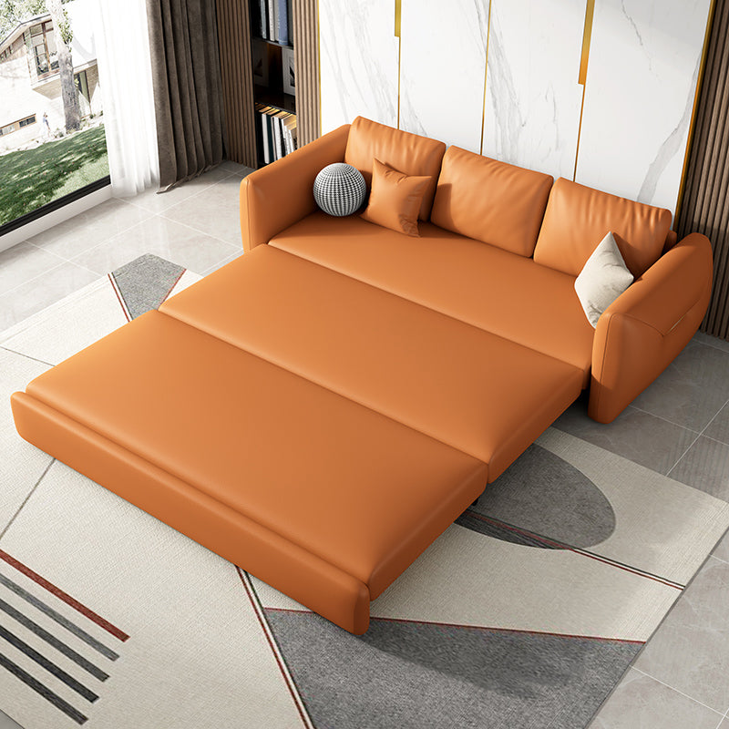 33"W Scandinavian Sofa Bed Leather Pillow Included Sleeper Sofa