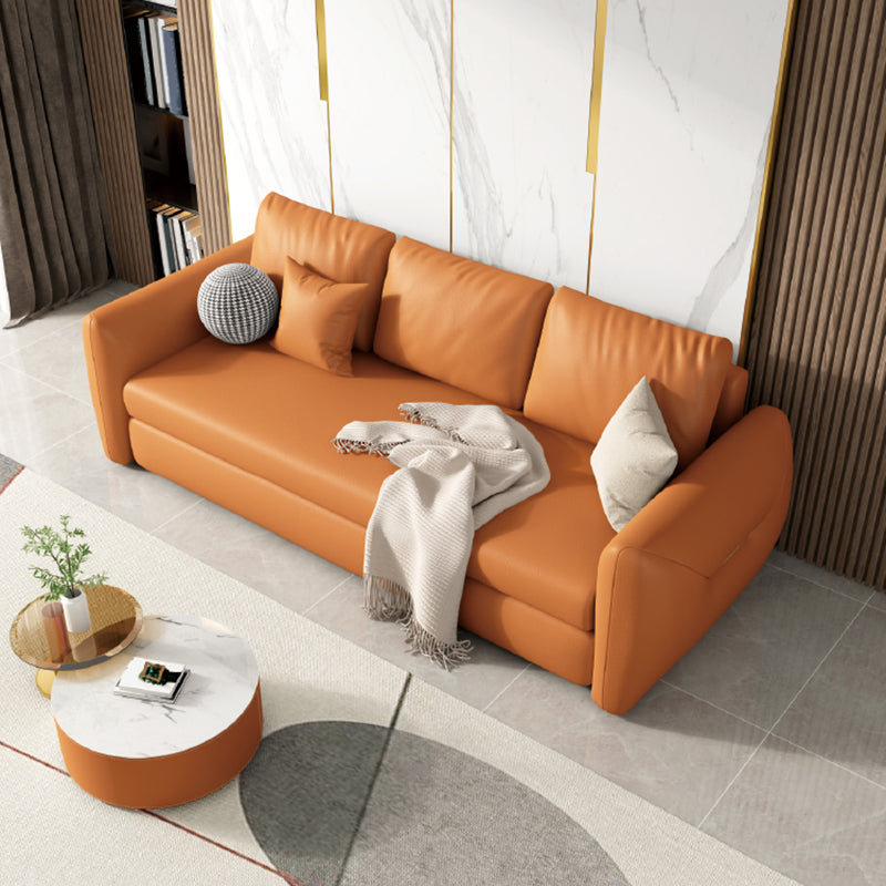 33"W Scandinavian Sofa Bed Leather Pillow Included Sleeper Sofa