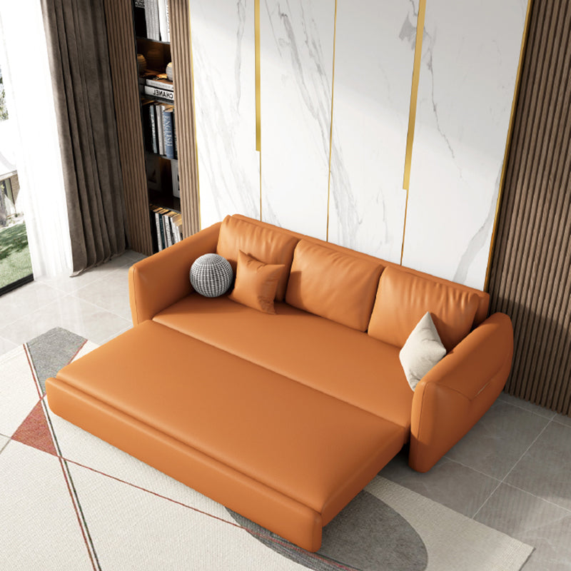 33"W Scandinavian Sofa Bed Leather Pillow Included Sleeper Sofa