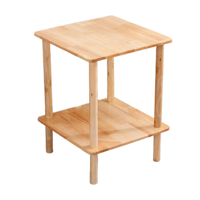 Rectangular Accent Side Table Solid Wood Living Room End Table with Storage