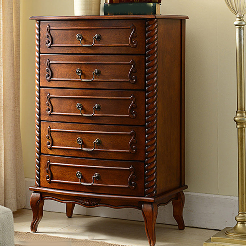 Mid-Century Modern Rectangle Chest/Cabinet with Drawers in Rubberwood