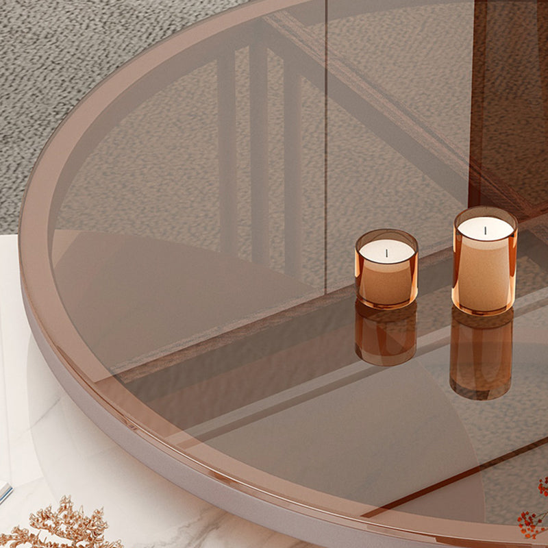 Frame 2 Nesting Coffee Table with 2 Drawers Modern Slate/Glass Round Coffee Table Set