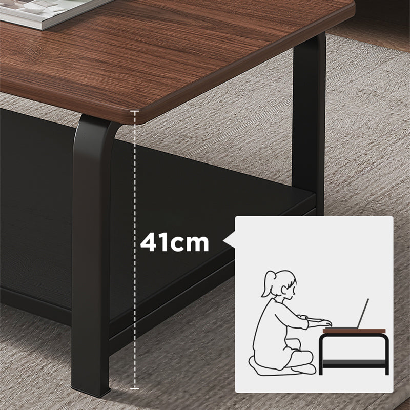 4 Legs Rectangular Coffee Table Contemporary Shelf Included Cocktail Table