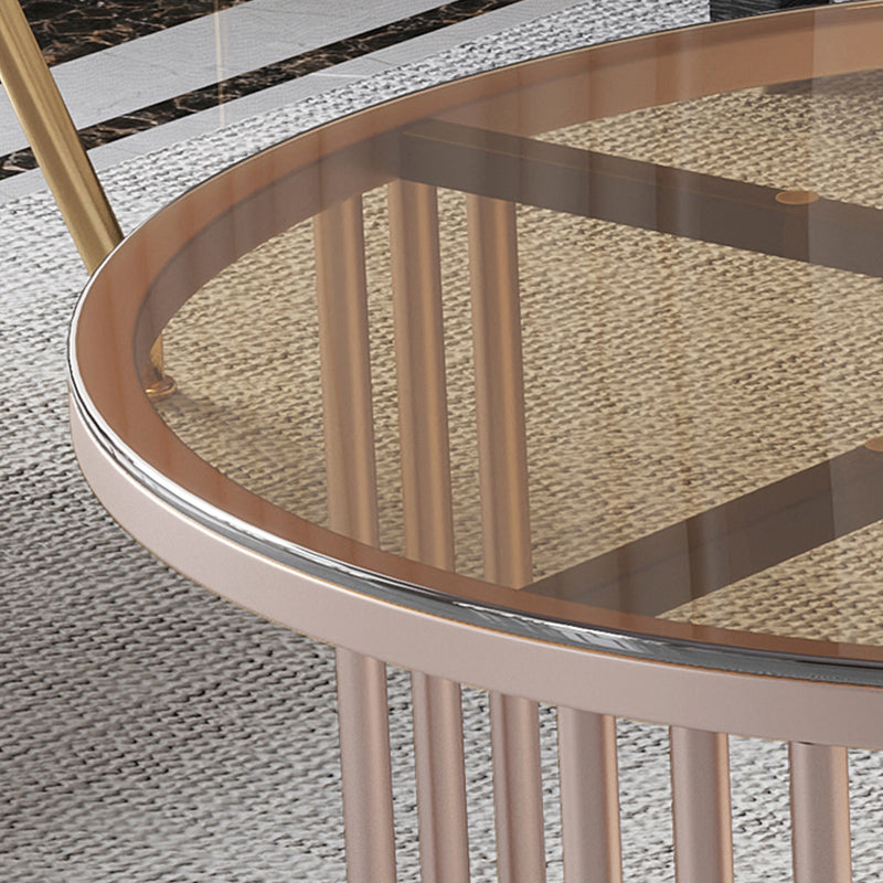 Modern Cocktail Table Round Glass / Slate Coffee Table with Storage