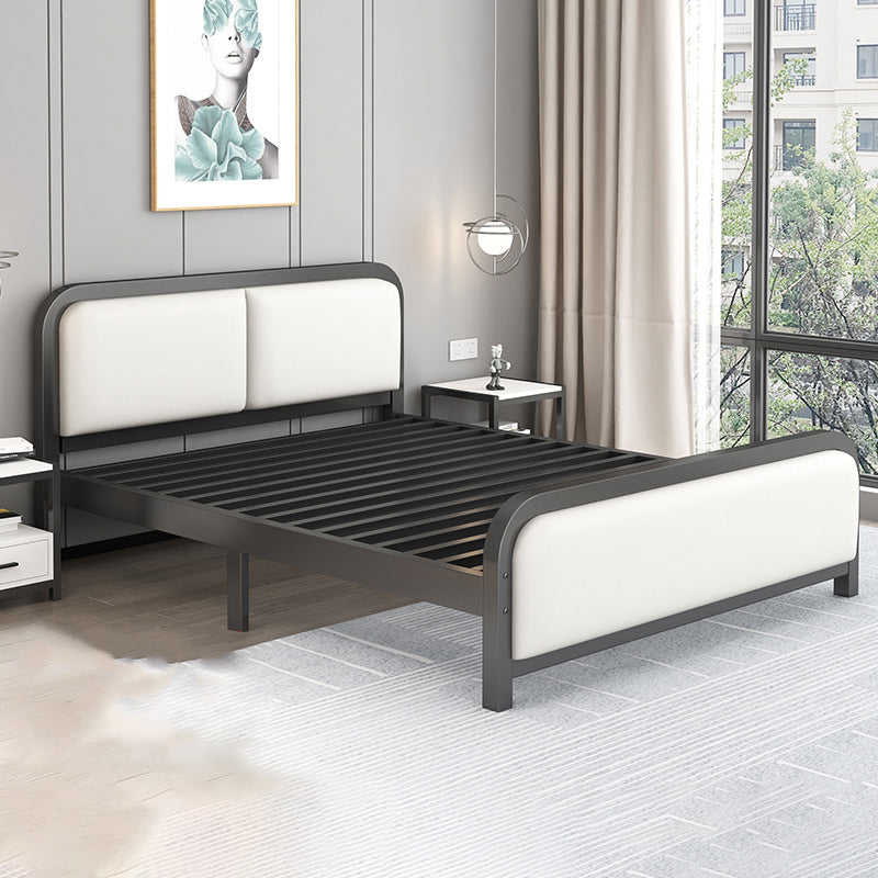 Glam Metal Upholstered Panel Headboard Rectangular Standard Bed