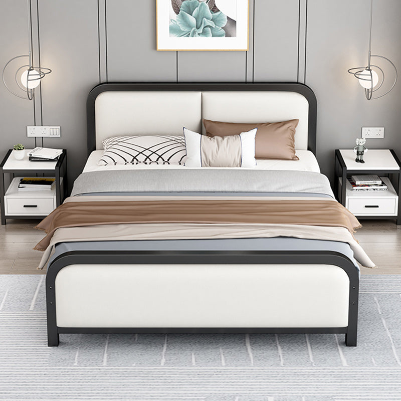 Glam Metal Upholstered Panel Headboard Rectangular Standard Bed