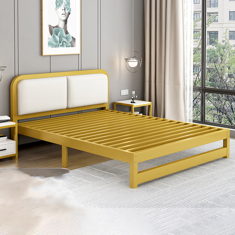 Glam Metal Upholstered Panel Headboard Rectangular Standard Bed