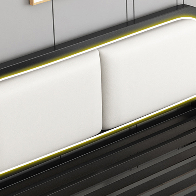 Glam Metal Upholstered Panel Headboard Rectangular Standard Bed