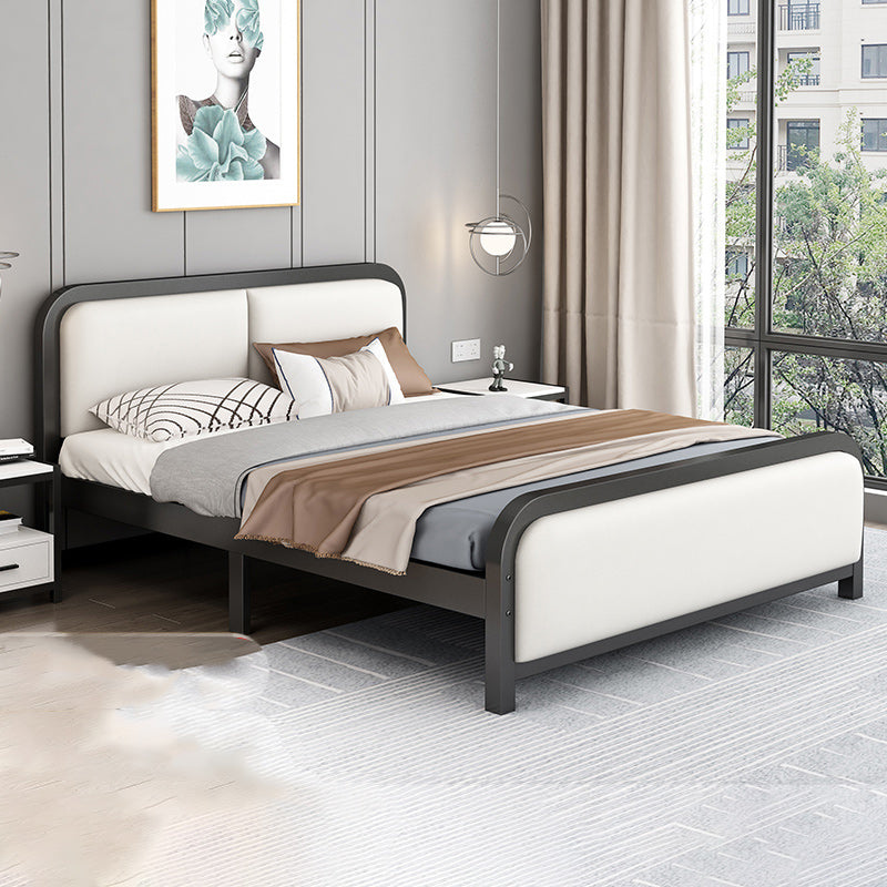 Glam Metal Upholstered Panel Headboard Rectangular Standard Bed