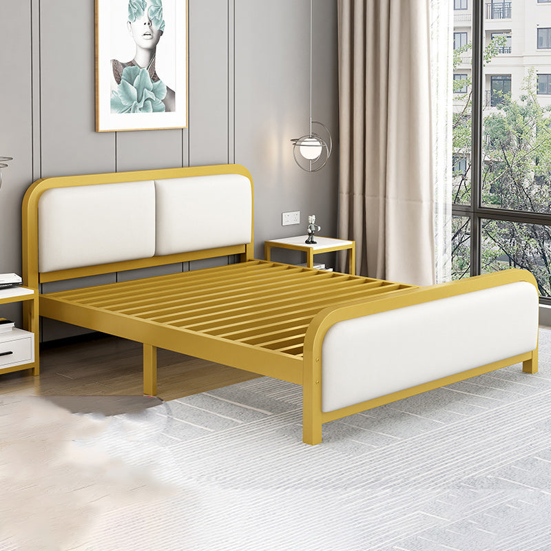 Glam Metal Upholstered Panel Headboard Rectangular Standard Bed