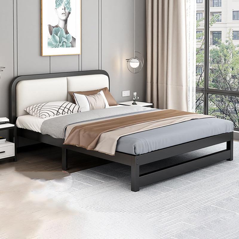 Glam Metal Upholstered Panel Headboard Rectangular Standard Bed