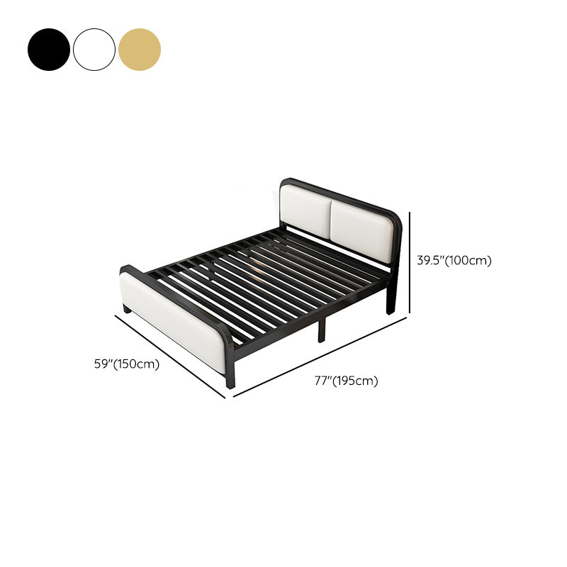 Glam Metal Upholstered Panel Headboard Rectangular Standard Bed