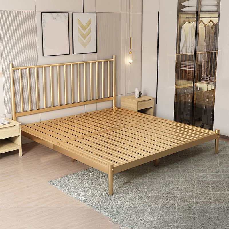Glam Metal with Headboard Rectangular Slat Mattress Included Slat Bed