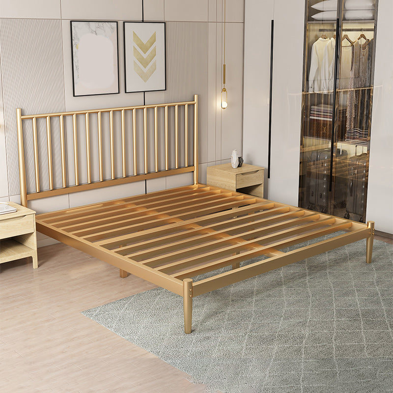 Glam Metal with Headboard Rectangular Slat Mattress Included Slat Bed