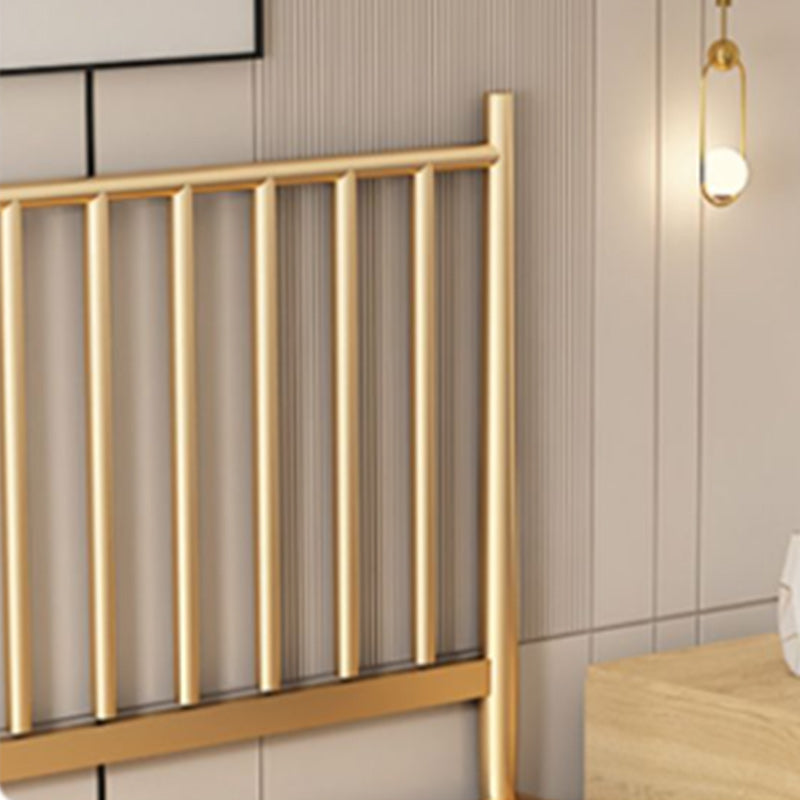 Glam Metal with Headboard Rectangular Slat Mattress Included Slat Bed