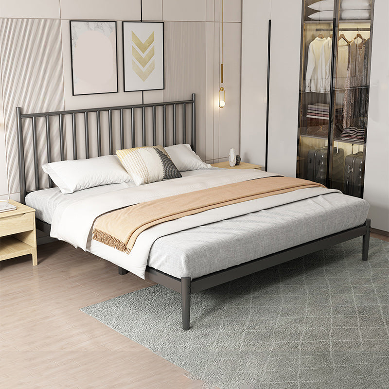 Glam Metal with Headboard Rectangular Slat Mattress Included Slat Bed