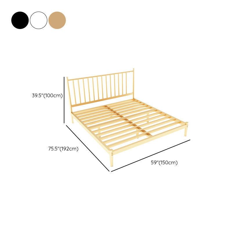 Glam Metal with Headboard Rectangular Slat Mattress Included Slat Bed