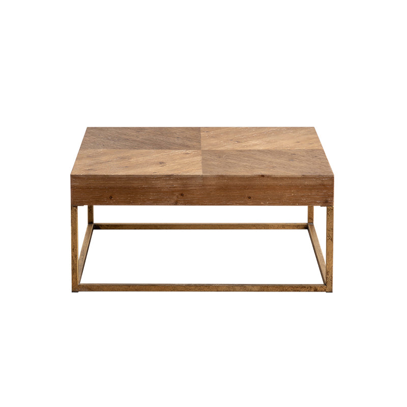 Block Coffee Table Solid Wood Natural Color Coffee Table for Living Room