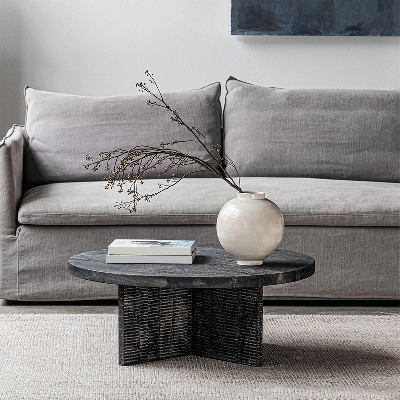 Contemporary Wooden Coffee Table Round Espresso Wood Cocktail Table