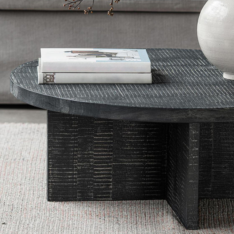 Contemporary Wooden Coffee Table Round Espresso Wood Cocktail Table
