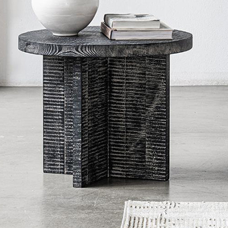 Contemporary Wooden Coffee Table Round Espresso Wood Cocktail Table