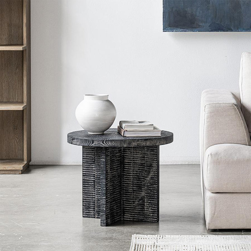 Contemporary Wooden Coffee Table Round Espresso Wood Cocktail Table
