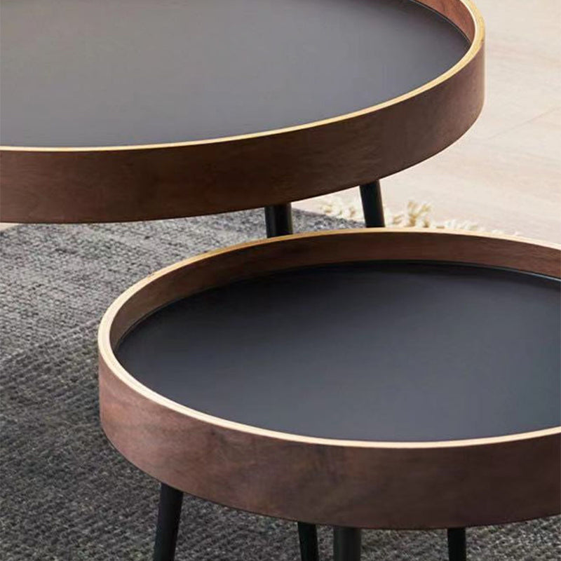 Metal and Wood Coffee Table Tray Top Cocktail Table with 4 Legs