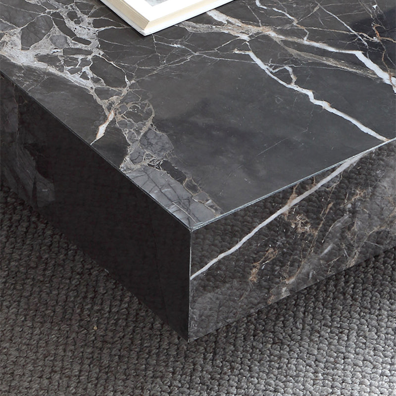 Contemporary Stone Coffee Table Rectangle Sled Coffee Cocktail Table