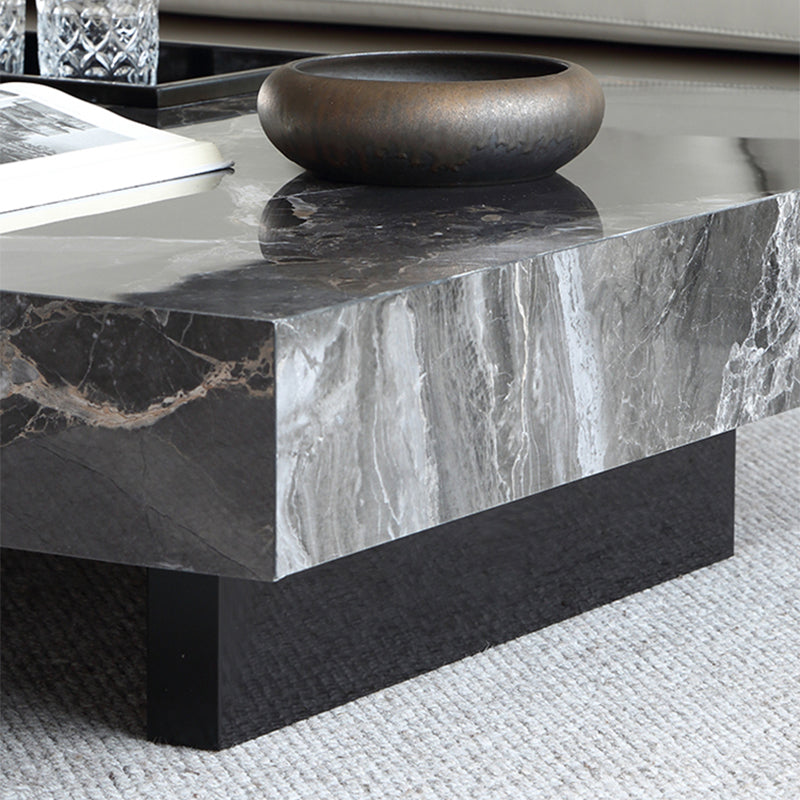 Contemporary Stone Coffee Table Rectangle Sled Coffee Cocktail Table