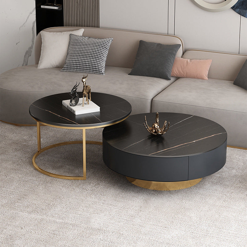 Pedestal and Frame Coffee Table Slate Bunching Tables with Drawers