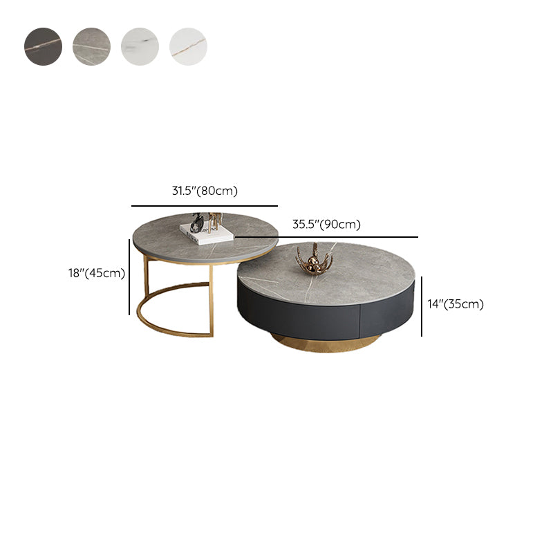 Pedestal and Frame Coffee Table Slate Bunching Tables with Drawers