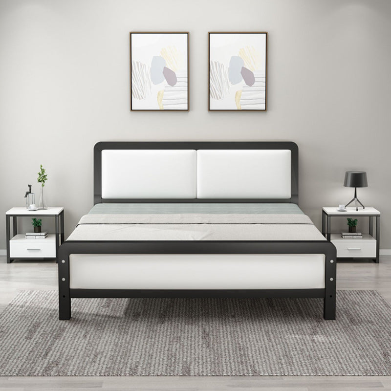 Contemporary Metal Bed with Slat Headboard Rectangular Adjustable Bed