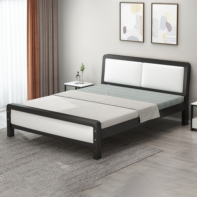 Contemporary Metal Bed with Slat Headboard Rectangular Adjustable Bed