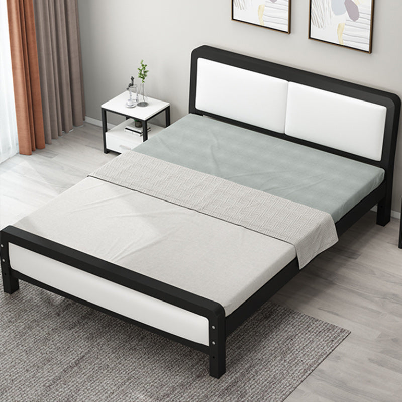Contemporary Metal Bed with Slat Headboard Rectangular Adjustable Bed