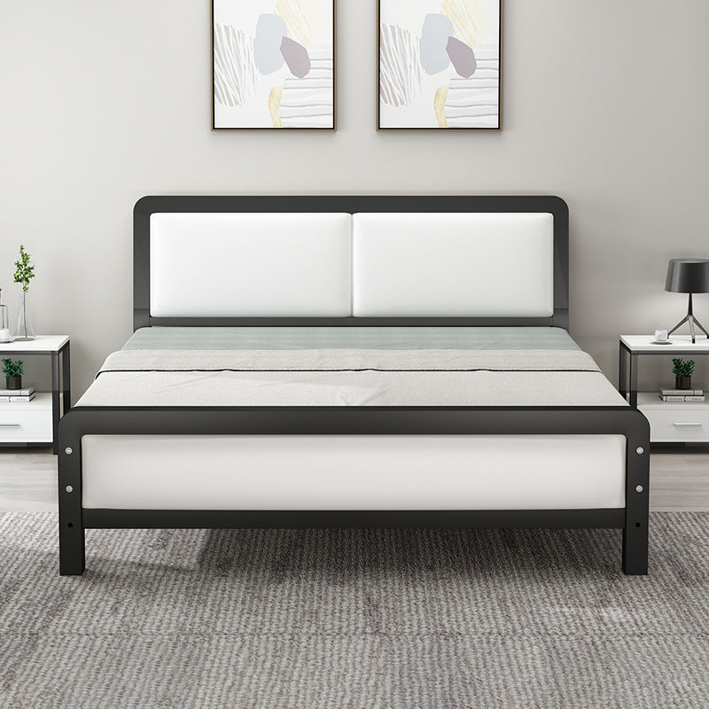 Contemporary Metal Bed with Slat Headboard Rectangular Adjustable Bed