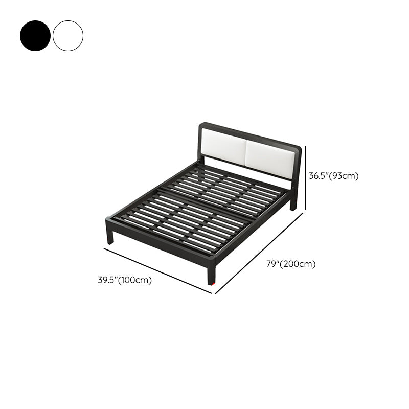 Contemporary Metal Bed with Slat Headboard Rectangular Adjustable Bed