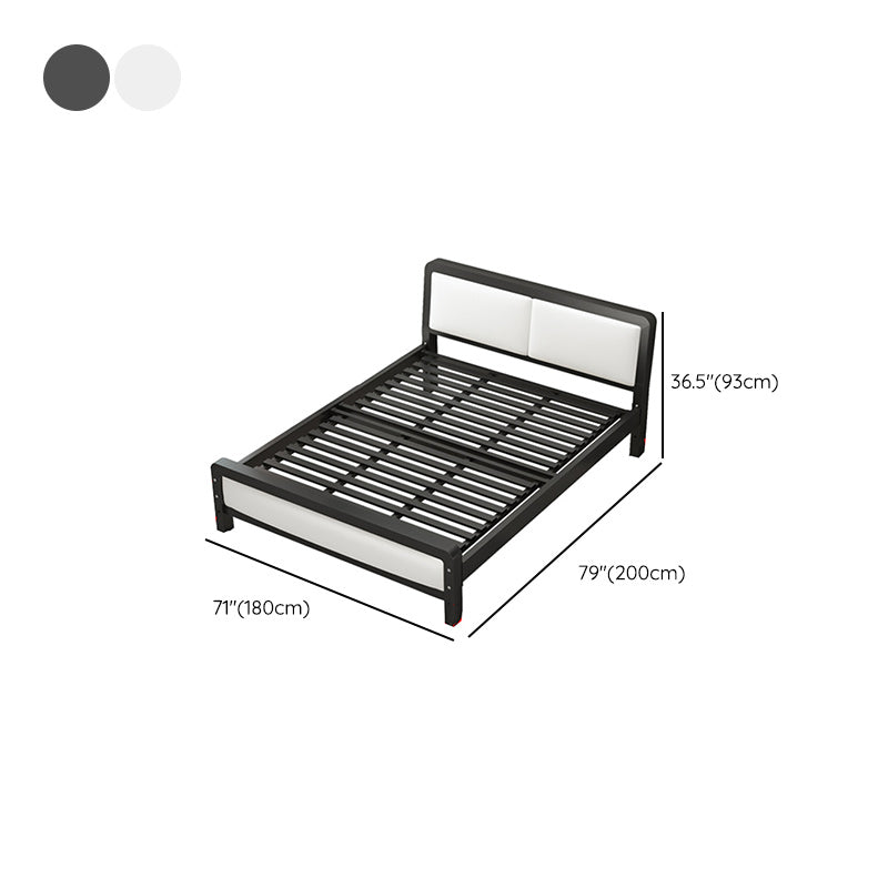 Contemporary Metal Bed with Slat Headboard Rectangular Adjustable Bed