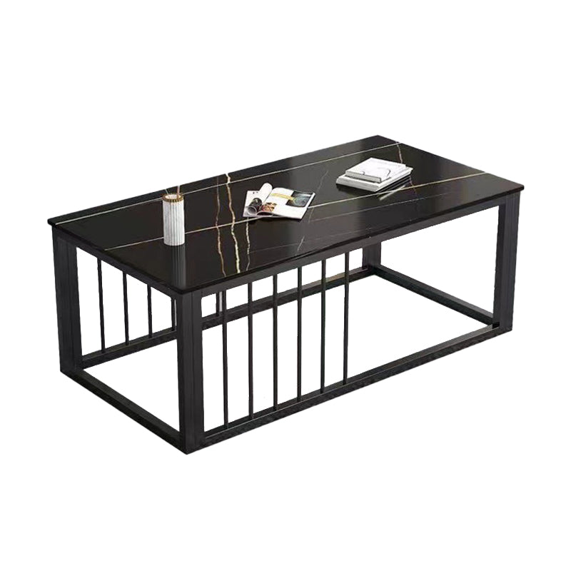 Contemporary Stone Coffee Table Rectangle Frame Coffee Cocktail Table