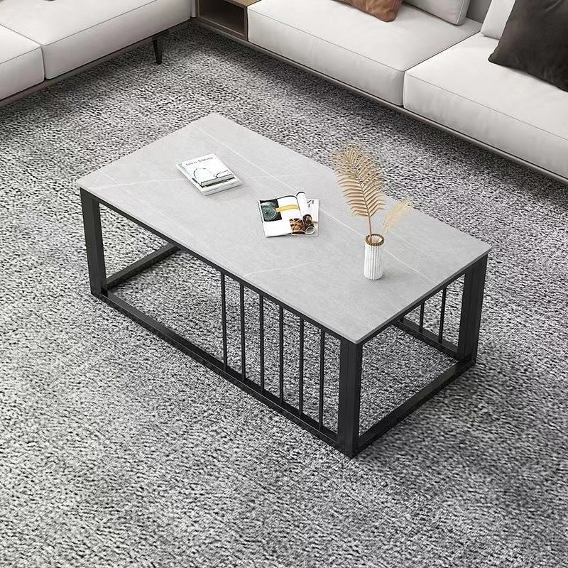Contemporary Stone Coffee Table Rectangle Frame Coffee Cocktail Table
