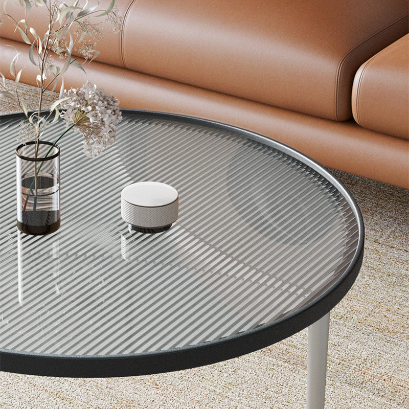 Contemporary Glass-Topped Coffee Table 3 Legs Coffee Cocktail Table