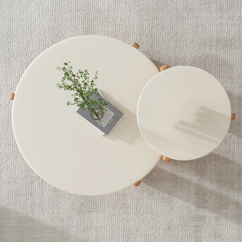 3 Legs Coffee Table Contemporary Solid Wood Round Cocktail Table