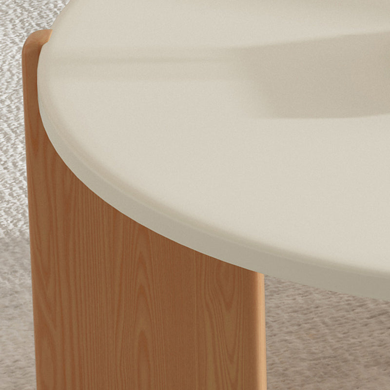 3 Legs Coffee Table Contemporary Solid Wood Round Cocktail Table