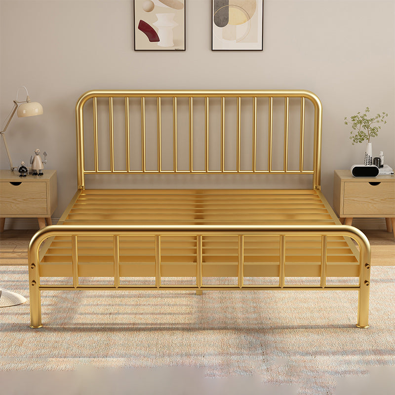 Glam Metal with Headboard Rectangular Slat Solid Color Slat Bed