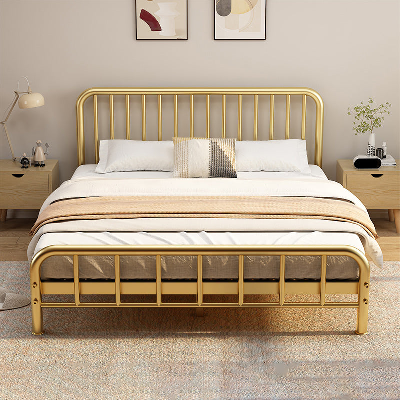 Glam Metal with Headboard Rectangular Slat Solid Color Slat Bed