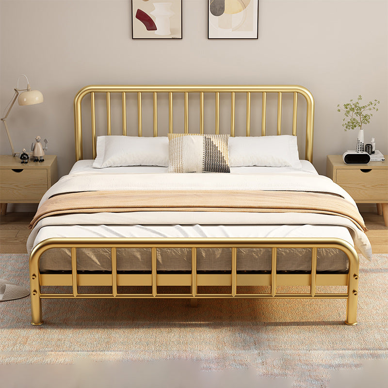 Glam Metal with Headboard Rectangular Slat Solid Color Slat Bed