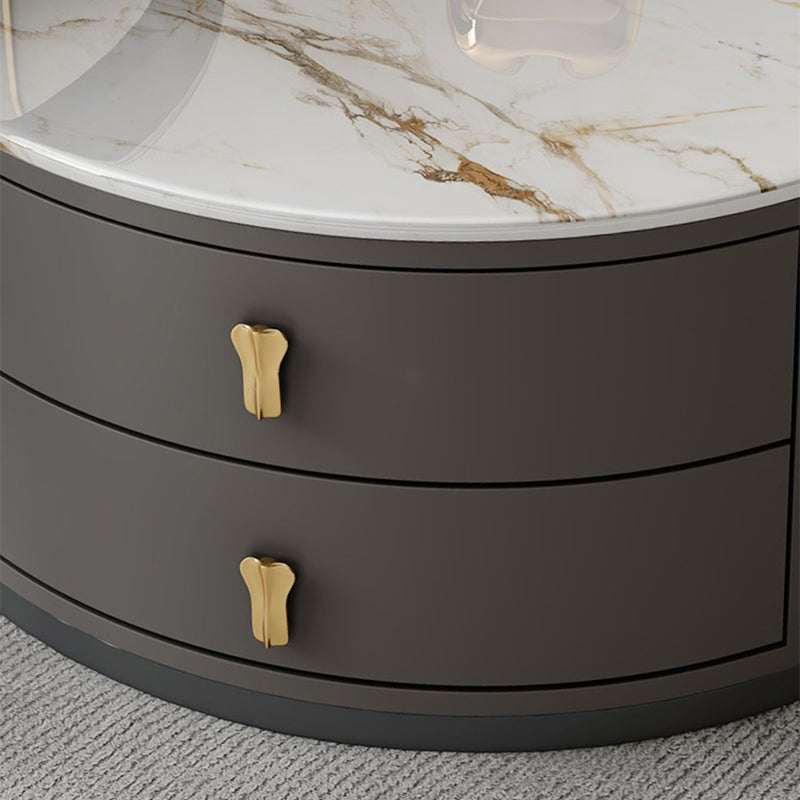 Modern Coffee Cocktail Table Round Nesting Coffee Table Set with Drawer