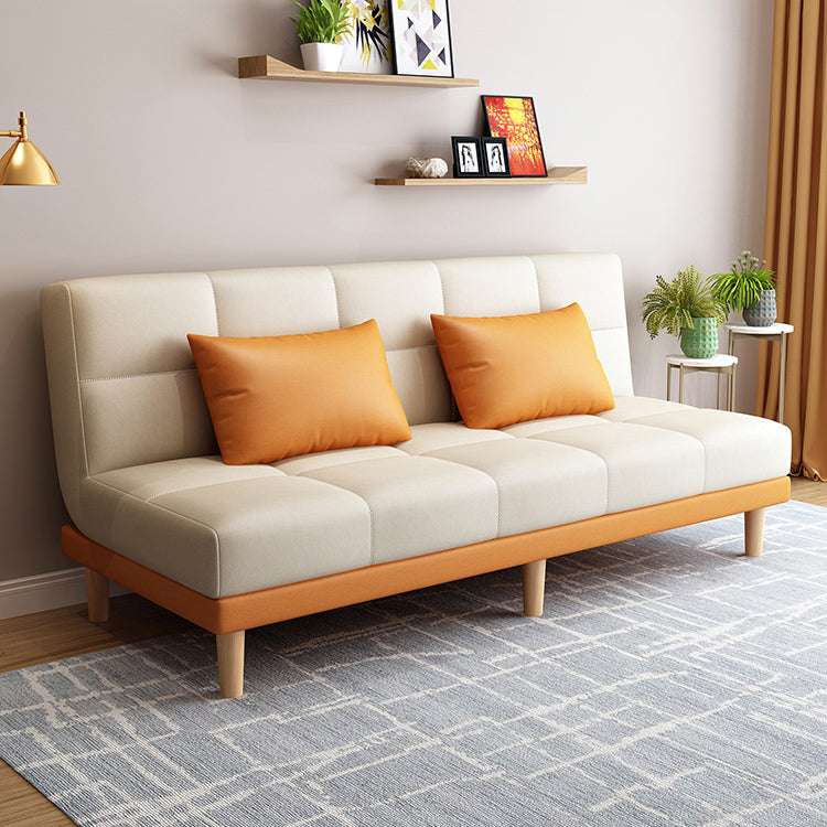 Scandinavian Foldable Futon Sofa Bed Bonded Leather Convertible Sofas