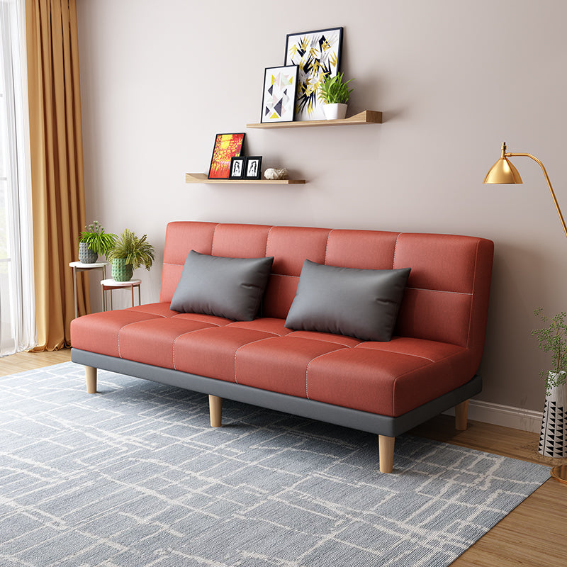 Scandinavian Foldable Futon Sofa Bed Bonded Leather Convertible Sofas
