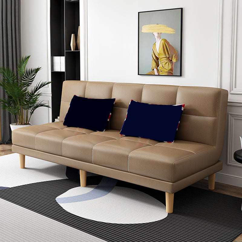 Scandinavian Foldable Futon Sofa Bed Bonded Leather Convertible Sofas