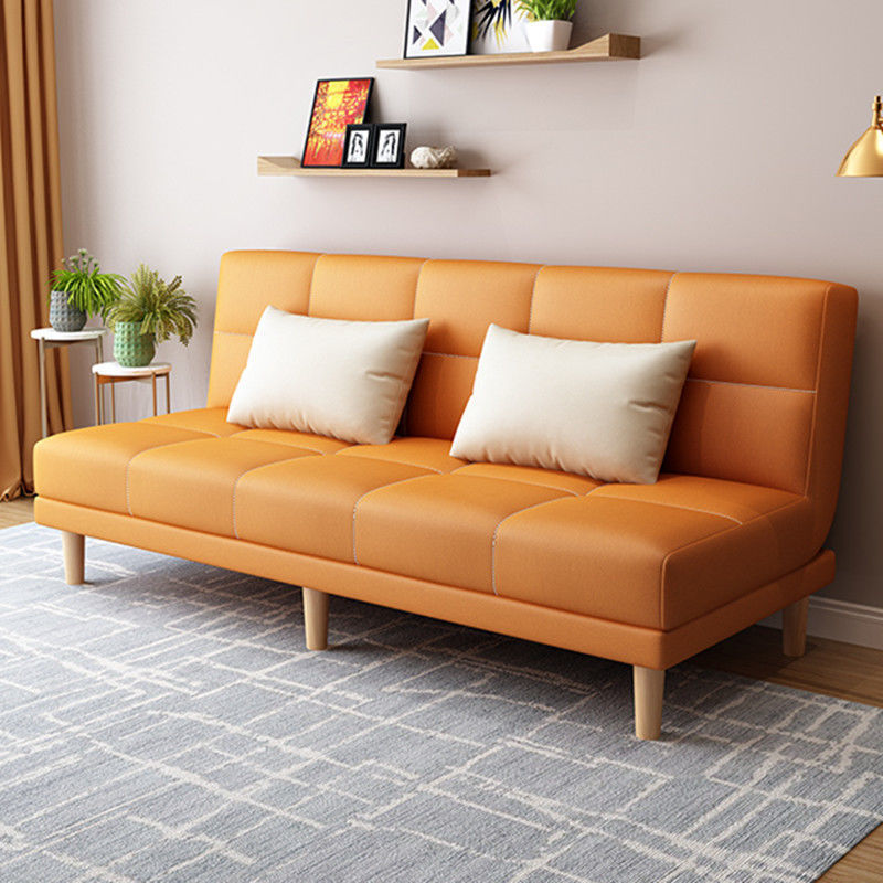 Scandinavian Foldable Futon Sofa Bed Bonded Leather Convertible Sofas